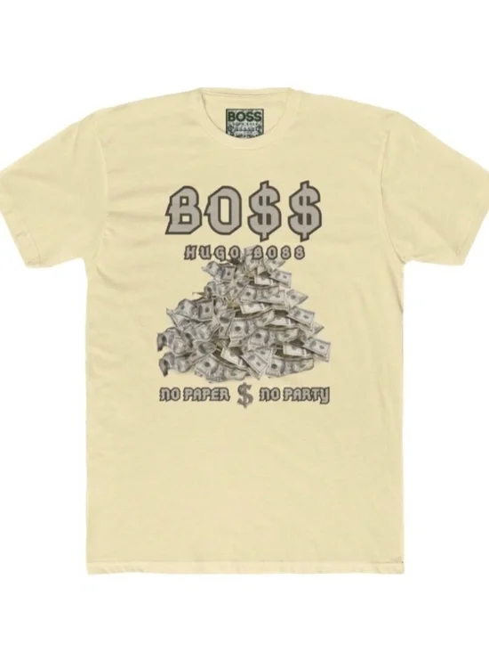 Boss "no paper no party logo" fitted designer t-shirt. 4 COLORS - Picture 3 of 5